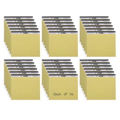 ROARING SPRING Wide Landscape Legal Pad, Canary Yellow, 36 Pads, 11" x 9.5", College-Ruled with Margin, 20 lb Recycled Paper, 40 Perforated Sheets, Made in USA - color: Canary, style: 36 Pads