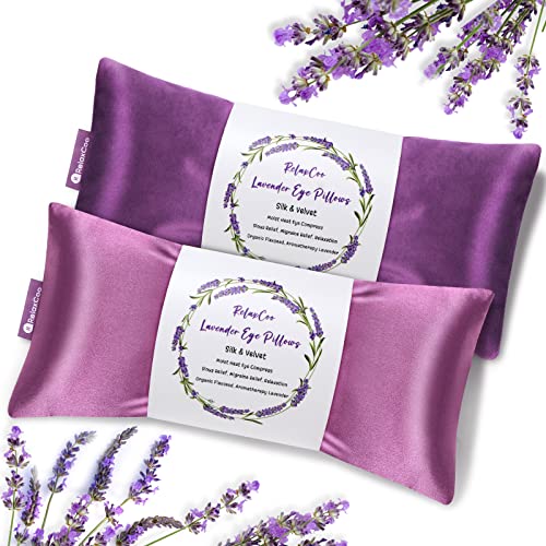 RelaxCoo Lavender Eye Pillow for Relaxation, Yoga, Sleeping, Weighted Eye Mask Heated for Headache, Sinus, Dry Eyes Relief, Moist Heat Eye Compress, Meditation Accessories with Aromatherapy, Pack of 2 - color: 2 Pack