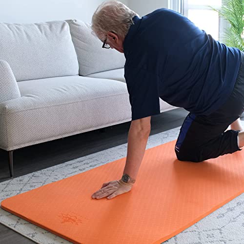 Hatha Yoga 4/5 inch TPE Yoga Mat Fitness & Exercise Mats Large Size 72"L x 32"W Non-Slip Anti-Tear For Women Men - color: Orange