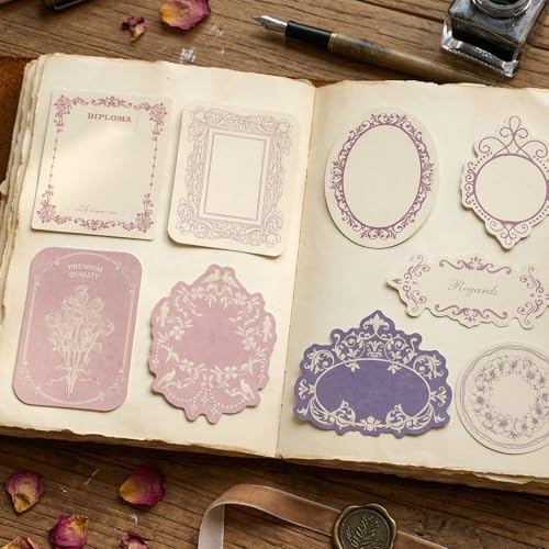 120pcs Vintage Scrapbook Paper, Embossed Junk Journal Supplies Kit with 4 Themes, Vintage Paper Aesthetic Decorative Craft Material for Scrapbooking, Planner, Letter Writing, Collage Art