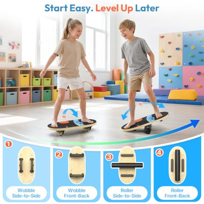 Sportneer Kids Balance Board, 4-Mode Adjustable Balance Trainer - color: Space Black