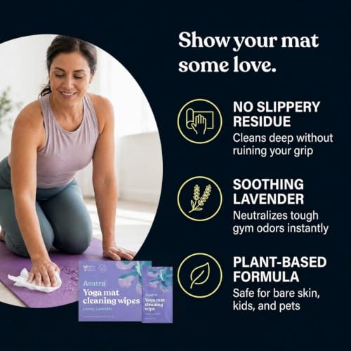 ASUTRA Yoga Mat Wipes (Lovely Lavender), Individually (1 Box = 30 Wipes) - size: 1 Box (Pack of 30)
