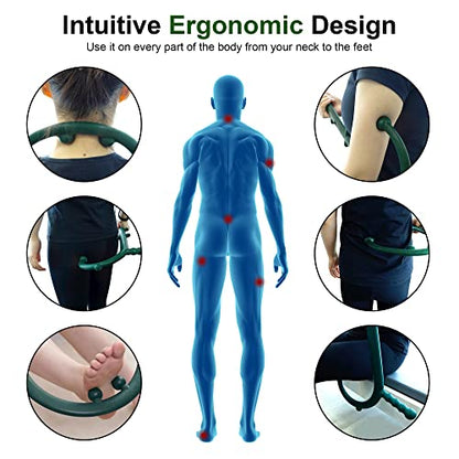 Shrdaepe 2 Pack Massage Trigger Point Cane, Body Deep Tissue, Handheld Back, Neck, Shoulder, Leg and Feet Massager Rod, Muscle Release Tool Self Massage Hook Cane Gifts for Women & Men, Blue & Green - color: Blue & Green