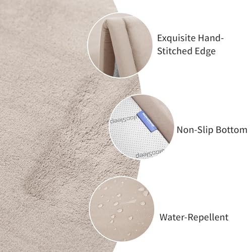 2" Thick Play Mat for Babies Toddlers,Extra Safety Anti-Fall Cushion Mat, Non-Slip Water-Repellent Coral Velvet,28"x72" Bedside Rug for Kids Room (Beige) - color: Beige, size: 28"×72"×2"
