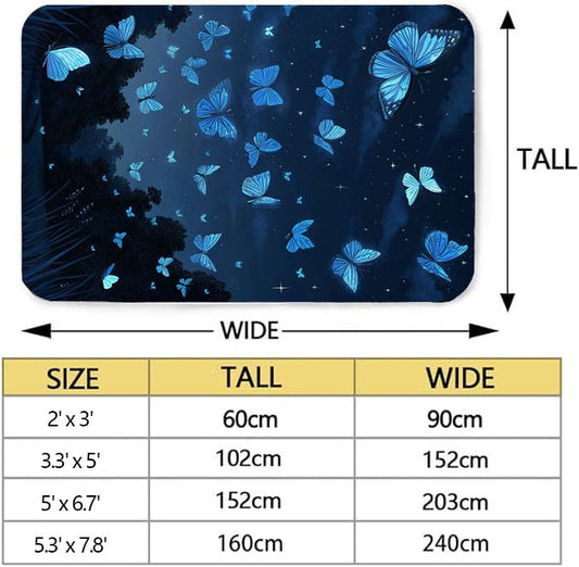 Area Rug, Blue Butterfly Non-Slip mat Area Rugs, Carpets, Suitable for Kitchen Bedroom Living Room Kids Room Decoration, Farmhouse Decor 2'x3' - color: Butterfly 3, size: 2'x3'