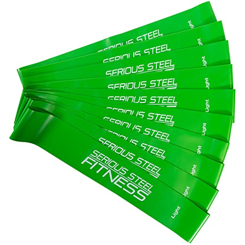 Serious Steel Fitness Mini Resistance Loop Bands | Rehab and Prehab Stretch Bands | 12" Exercise Workout Bands (Sets of 5 Pack and Sets of 10 Pack Trainer Options Available!) - color: Light 10 Pack (2" x 12")