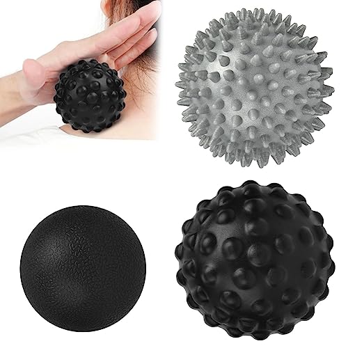 URAQT Spiky Massage Ball, 3 Pack Hard Spiky Massage Ball Roller Set, Professional Physical Therapy Massage Balls for Myofascial Release, Trigger Point Deep Tissue Massage, Plantar Fasciitis Recovery - color: 3pcs-b