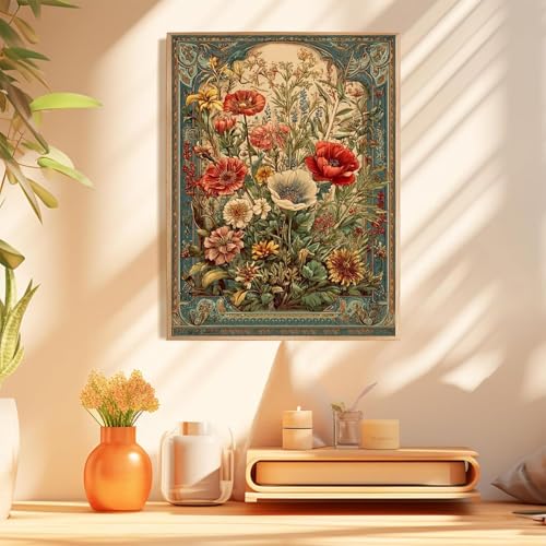 Flowers Diamond Art Kits for Adults, Diamond Painting Kits 12x16 Inch | Diamond Painting Kits for Adults Beginners, Gem Art, 5D Full Drill, DIY Arts and Crafts for Gift Home or Decor - color: Poppies