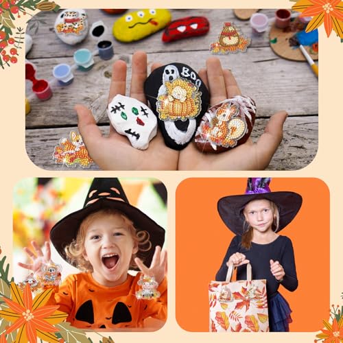 WILLBOND 30 Pcs Thanksgiving Diamond Art Kits for Adults, Animals Theme | Thanksgiving Diamond Painting Ornaments, Double Sided, DIY Thanksgiving Animals Diamond Painting Keychain for Adults - color: Fall Animal