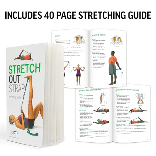 OPTP The Original Stretch Out Strap with Exercise Book, USA-Made Yoga Strap | USA-made Stretch Out Strap for flexibility & mobility, physical therapy, yoga stretching strap & knee therapy strap