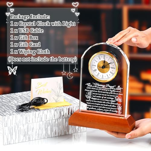 Ornalrist Wedding Gifts for Couples 2026 Crystal Clock Marriage Prayer Gift - color: Marriage Prayer