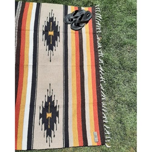 WP West Path Mexican Throw Blanket | Cabin/Southwest Diamond Blanket - Oaxacan Blanket Mexican Home Decor (XL) - size: Standard