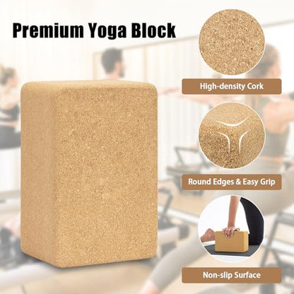 Hatha Yoga Cork Yoga Block, Natural Cork from Portuguese, Premium Brick, Eco-Friendly Yoga Accessories for Yoga, Pilates & Stretching