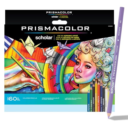 Prismacolor Scholar Colored Pencils, Assorted Colors, 60 Count - Perfect for Sketching, Drawing, Coloring - size: 60 Count (Pack of 1), style: New Packaging
