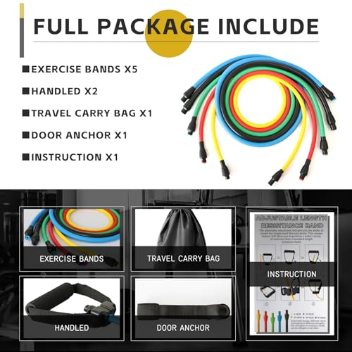 Latex-Free Resistance Bands with Handles for Exercise and Therapy | For Stretching, Strength Training, Physical Therapy, Home and Gym Workouts, Suitable for Women and Men