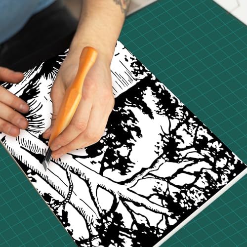 WILLBOND 5 Pcs Linoleum Carving Tool Set Wood Handle Linocut,Classic | V Shaped Chisel for Printmaking, Triangular Grip, Rubber Stamp Making, Block Cutting Kit, Woodcarving Projects - style: Classic