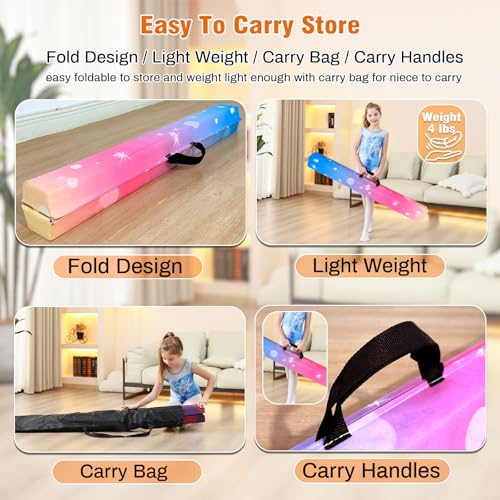 Marfula 6 FT / 8 FT / 9 FT Folding Gymnastics Beam Foam Balance Floor Beam - color: Bubble Rainbow, size: 6 Ft