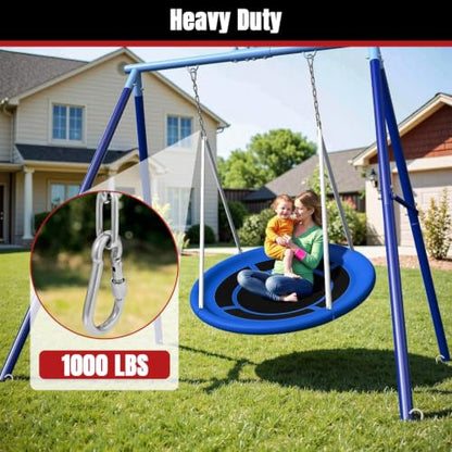 2Pcs 40" Heavy Duty Swing Chain Stainless 4 Spring Hooks Porch