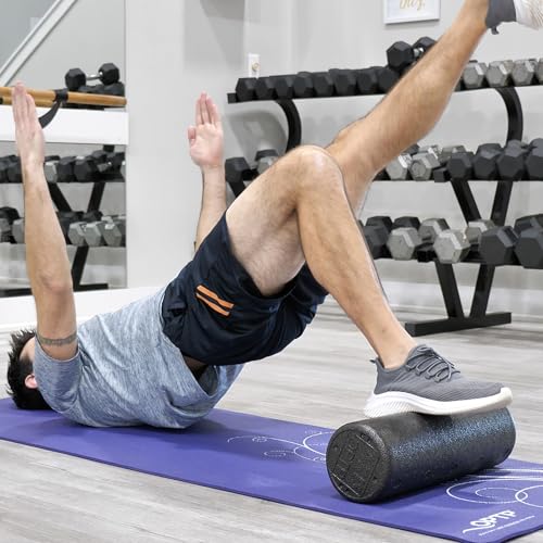 OPTP AXIS Firm Density Foam Roller – Round, Black, 18"L X 6" | High density firm foam roller for physical therapy, yoga, Pilates, fitness exercise & sports training, Heat-molded EPP foam - color: Black - 18" X 6" Round