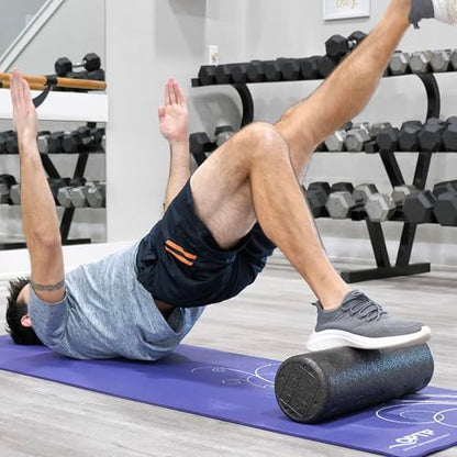 OPTP AXIS Firm Density Foam Roller – Round, Black, 18"L X 6" | High density firm foam roller for physical therapy, yoga, Pilates, fitness exercise & sports training, Heat-molded EPP foam - color: Black - 18" X 6" Round