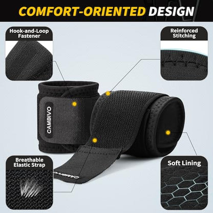 CAMBIVO 2 Pack Wrist Brace for Carpal Tunnel with wraps, Black - color: Black
