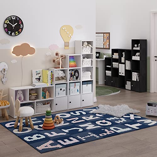 Furinno LUDER Book Shelf, 5-Tier Modern Bookshelf, Bookcase with 1 Door Storage Cabinet, 9.3 x 12 x 52, for Organization and Storage, for Living Room, Bedroom, Home Office, Blackwood - color: Blackwood, size: 5-Cube with Cabinet