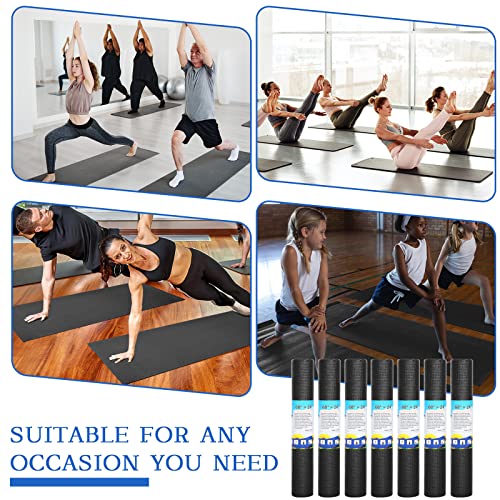 Riakrum 20 Pieces Exercise Yoga Mat Workout Mat with Strap 68 x 24 Inch Fitness Gym Mat Yoga Mat Non Slip for Women Men Gym Home Supplies(Black)
