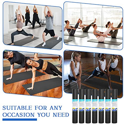 Riakrum 20 Pieces Exercise Yoga Mat Workout Mat with Strap 68 x 24 Inch Fitness Gym Mat Yoga Mat Non Slip for Women Men Gym Home Supplies(Black)