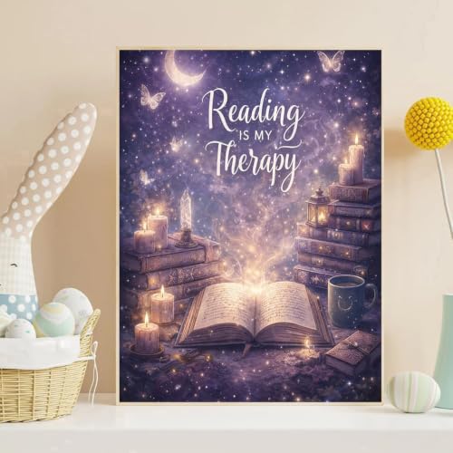 Diamond Art Kits for Adults,Diamond Art Painting Kits for Adults11.8x15.7in | Reading is My Therapy Stress Relief Full Round Drill Heartfelt Gift Strong Adhesive Wall Decor HD Canvas 11.8x15.7 in30x40 cm - color: Healing