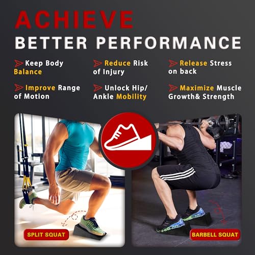 Squat Wedge Height-Adjustable Slant Board: 2Pcs Wide Wedges for Weightlifting Leg Glute Workout Improve Strength and Mobility for Gym Home - size: Large