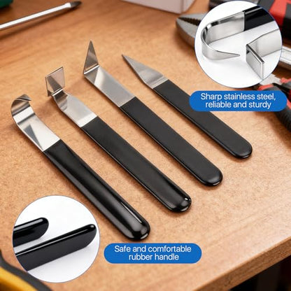 Supkirr 4 Pcs Metal Clay Carving Knife, Pottery Clay Sculpture Tools Set with 4 Throwing Trimming Spinner Tools, Stainless Pottery Trimming Knifes for Engraving, Styling Pottery, Shaping and Sculpture