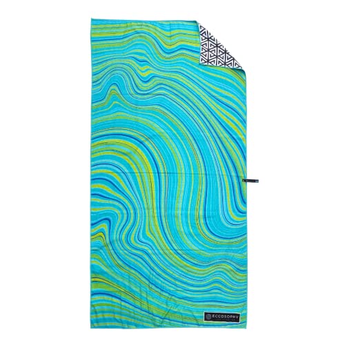 ECCOSOPHY Microfiber Beach Towel - Quick Dry, Sand Free and Oversized 71x35 | Super absorbent, lightweight, swimming, gym, extra large, pool, cruise, camping, yoga, travel, compact, carry bag, vacation - color: Bora Bora