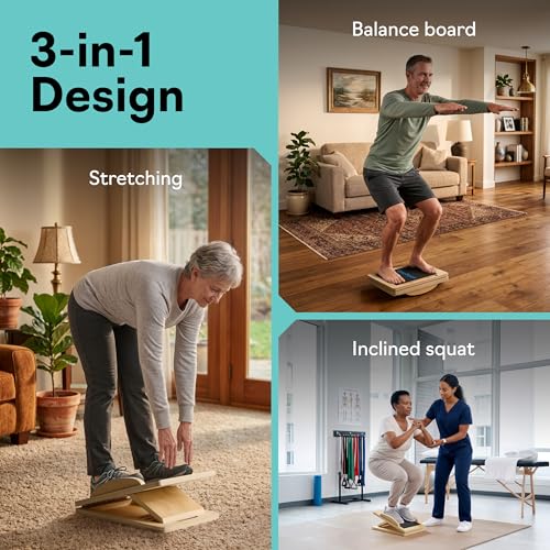 Slant Boards for Exercise, Wooden Slant Board, Calf Stretch Board with 7 Incline Angles, Velour Board, Balance Board & Calf Stretcher, Portable Incline Board for Physical Therapy, Ankle Mobility, Heel & Knees - color: Natural