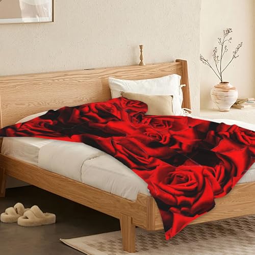 Red Rose Blanket, Rose Soft Lightweight Throw Blanket for Sofa Couch Bed Room 50x60 inch - color: Rose