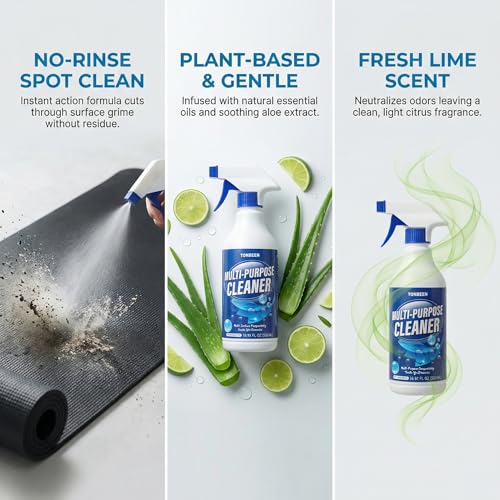 Multi-Surface Cleaner Spray for Yoga Mat, Exercise Mat, Gym Equipment & Rubber Flooring - Quick Dry No-Rinse Formula, Remove Dirt, Sweat Stains & Light Oils, Daily Surface Cleaning Spray, 500ml