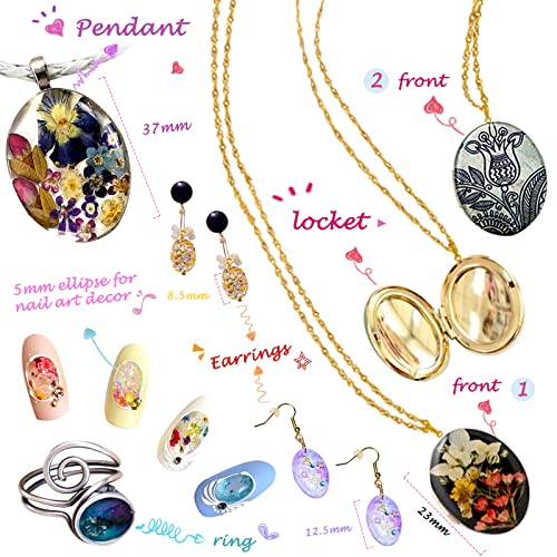 FUNSHOWCASE Oval Cabochon Resin Epoxy Silicone Mold - color: 12 Cavities Oval Designs