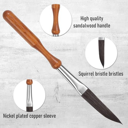 5 Piece Synthetic Squirrel Hair Pinstriping Brush Set | Includes Script Liner, Scroll, Sword, Dagger, Striper Paint Brushes for Watercolour, Acrylic, Gouache & Ink