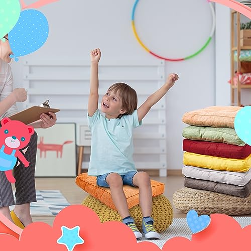 Juexica 8 Pack Floor Cushions for Kid 3.5",Warm Earthy Tones,Square - color: Warm Earthy Tones, style: Square