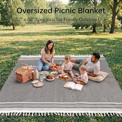 Yongoes Turkish Beach Towel Blanket Oversized 82x88 Black Boho - color: Black, size: Extra Large 82"x88"（208x224cm）