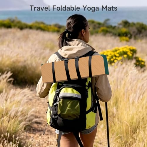 12-Fold POE Yoga Mat 75x26x0.4 Inches - color: Green+Orange