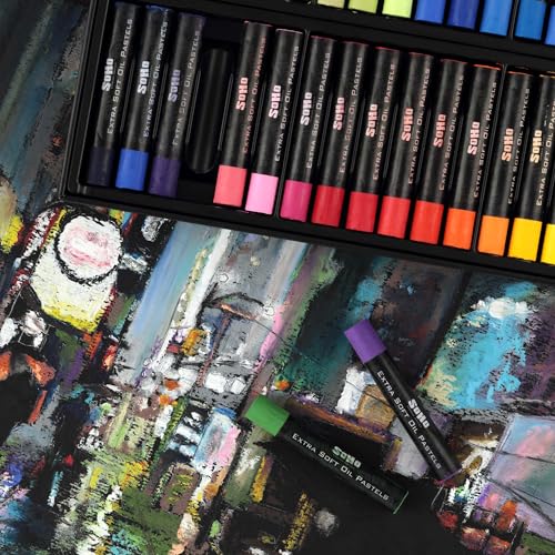 Soho Urban Artist Oil Pastels Set of 72 - Extra Soft, Blendable, Highly Pigmented and Vibrant, Ideal for Artists & Professionals - Suitable for Drawing, Sketching, Layering, and Scraping - size: 72 Count (Pack of 1)