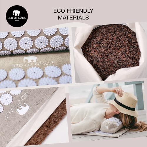Bed of Nails ECO 세트 – 오리지널 Bon 지압 디자인, 10962 정밀 못, 매트: 72.4 x 41.9 x 2.5cm(28.5 x 16.5 x 1인치), 베개: 36.8 x 15.2 x 10.2cm(14.5 x 6 x 4 - color: 에코 베개 + 매트 세트