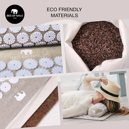 Bed of Nails ECO 세트 – 오리지널 Bon 지압 디자인, 10962 정밀 못, 매트: 72.4 x 41.9 x 2.5cm(28.5 x 16.5 x 1인치), 베개: 36.8 x 15.2 x 10.2cm(14.5 x 6 x 4 - color: 에코 베개 + 매트 세트