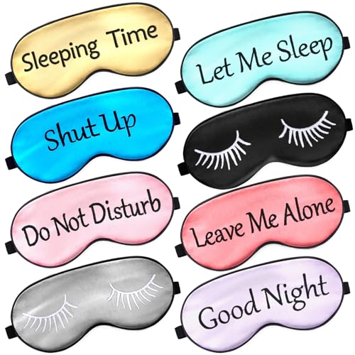 Geyoga 8 Pack Silk Funny Sleep Masks for Women Sleep, Fresh Colors - color: Fresh Colors