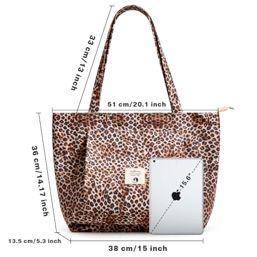 WLLWOO Yoga Mat Carrier Bag for Women Canvas Carryall Tote Gym Pilates | Large Holder Zipper Shoulder for Beach Travel Workout Fitness Office - color: Brown Leopard