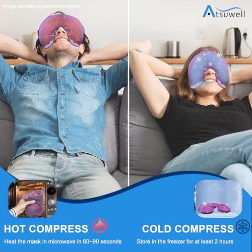 Atsuwell Sinus Mask Microwavable, Heated Eye Masks for Dry Eyes, Pink - color: Pink