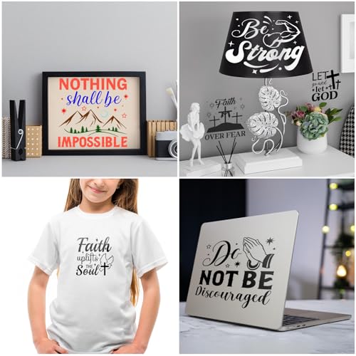 JSRQT 16 Pieces Christian Inspirational Stencils, Bible Verse Motivational Quotes Word Stencils Set, Plastic Reusable Template for Painting DIY Wood Wall Canvas Sign for Home Decoration, 20×20 CM - size: 20*20CM