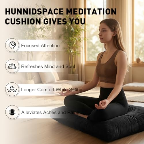 Ultimate Meditation Cushion Set – 2-in-1 Zafu & Zabuton, Buckwheat & Memory Foam, Velvet Cover for Yoga & Mindfulness (Black) - color: Black