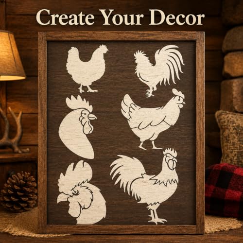 Chicken Stencil | Reusable Farmhouse Farm Stencils for Painting on Wood, Glass, Wall, Rock, Fabric, Walls, Canvas, Glassware | Rooster Farm Animals Stencil 8.5"x 11"