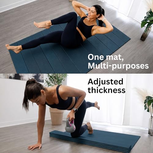 Extra Wide & Large Foldable Yoga Mat, 72" x 48", 6mm/8mm Thick - color: Dark Green, size: 48" x 72" x 1/3"